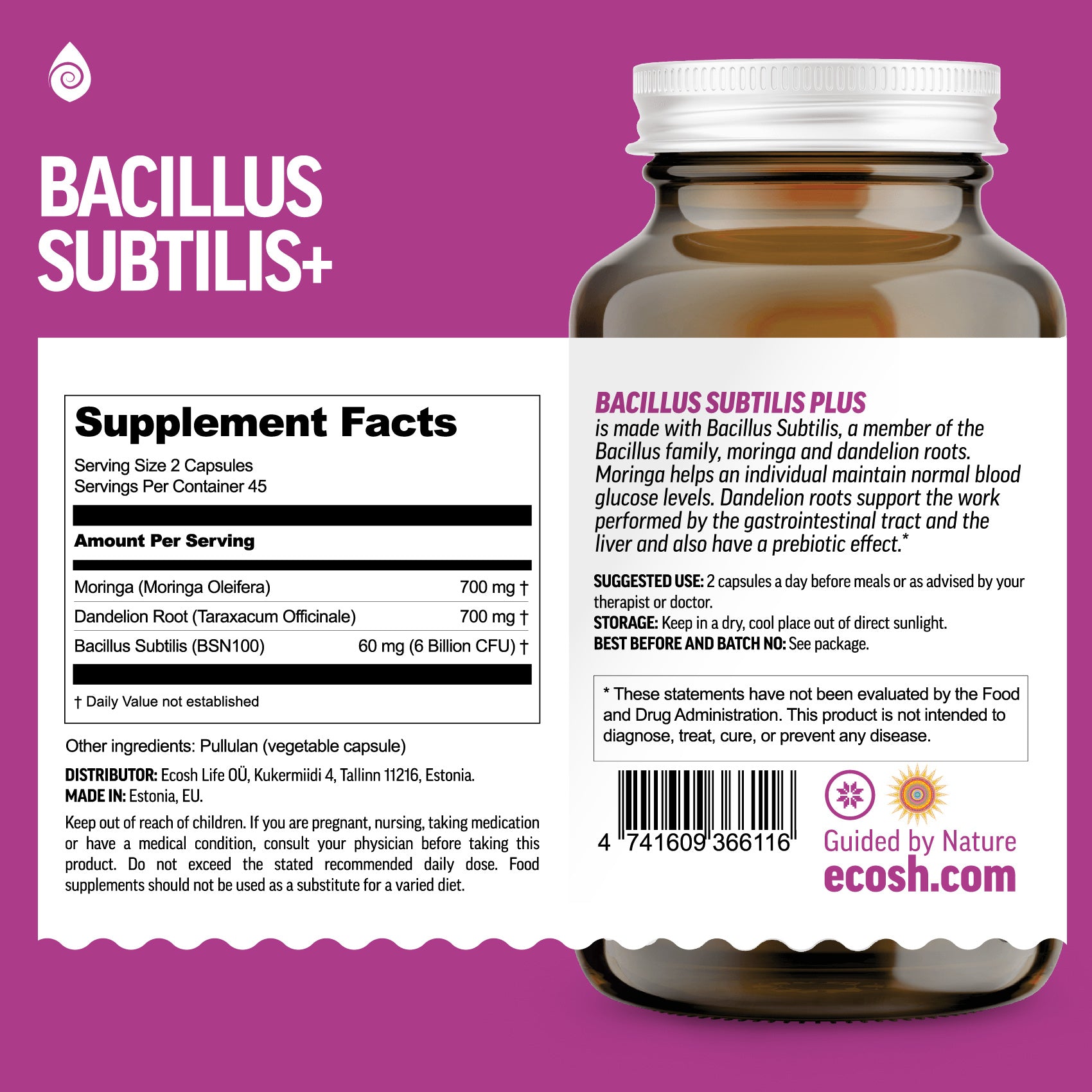 Ecosh Bacillus Subtilis+ (90 gélules)