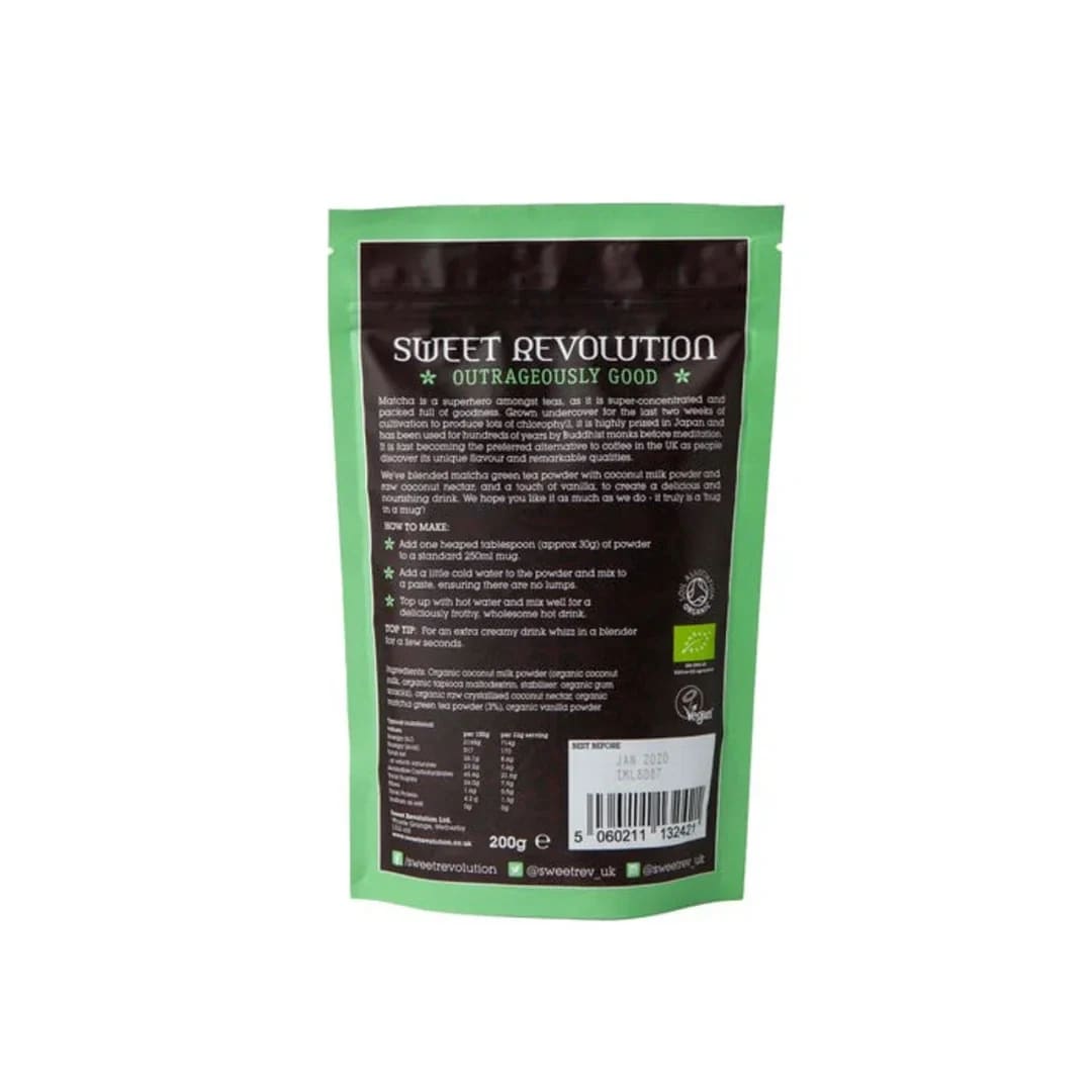 Latte de Matcha Instantáneo Orgánico Sweet Revolution con Vainilla (200g)